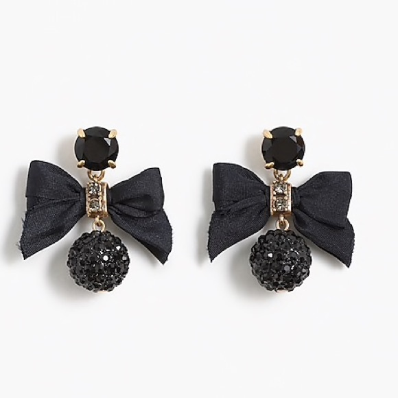 J. Crew Jewelry - J.Crew Crystal Drop Earrings with Bow, Black